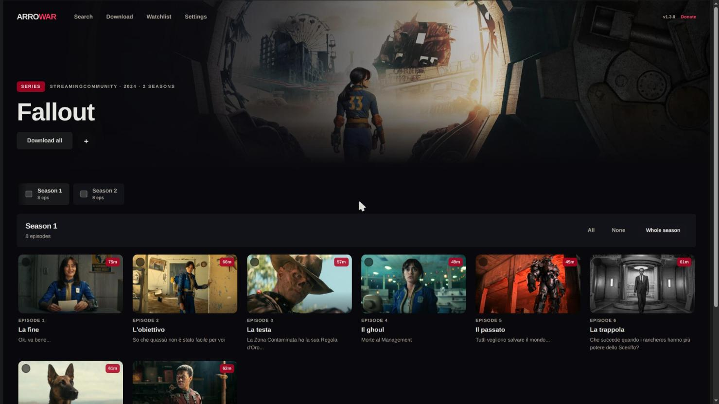 Series detail — seasons & episodes